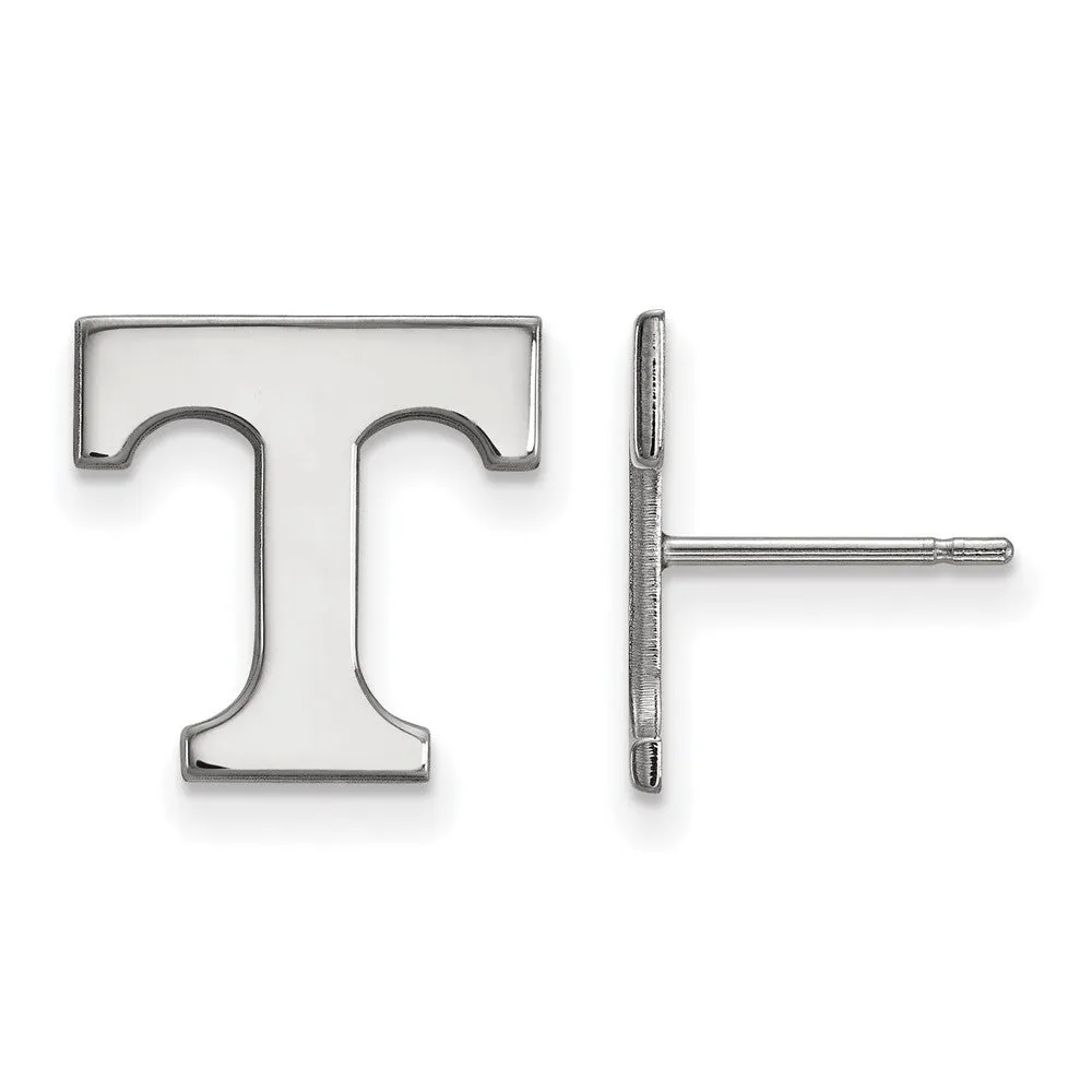 University of Tennessee Small Initial T Post Earrings 10k White Gold