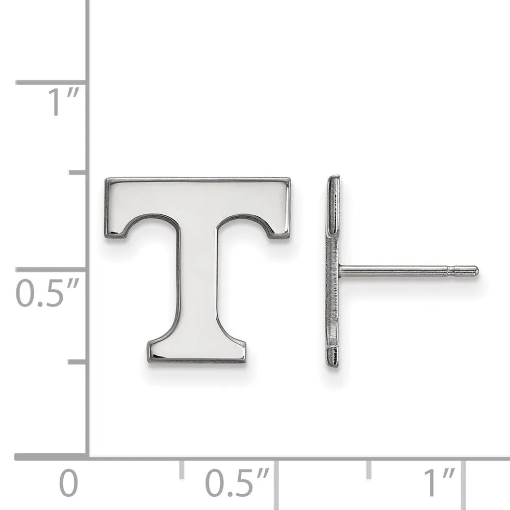 University of Tennessee Small Initial T Post Earrings 10k White Gold