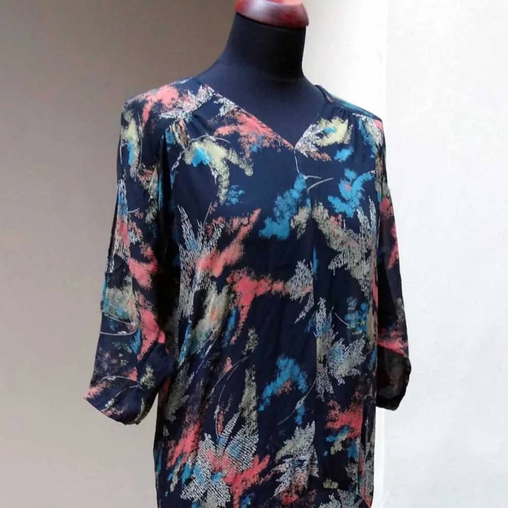 1920s 30s Abstract Printed Silk Dress