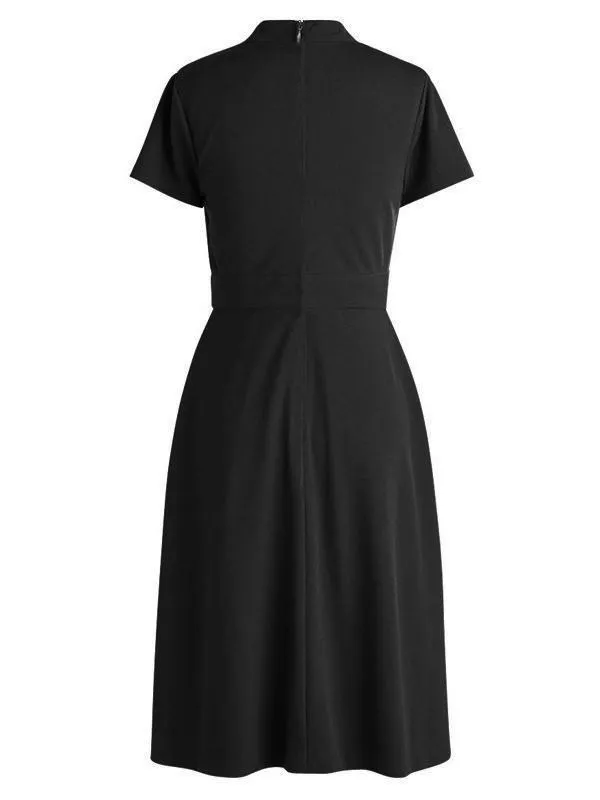 1940s Vintage Front Pleated Bow Dress