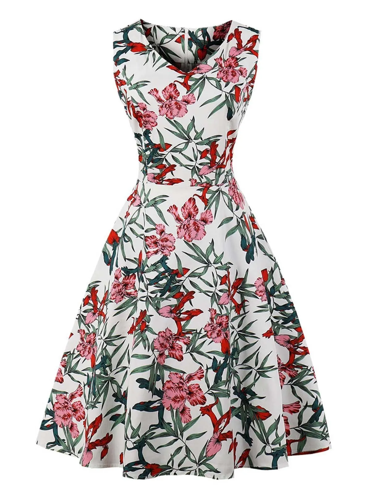 1950s Floral Swing Dress