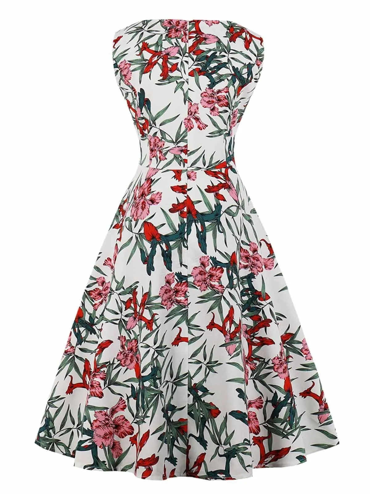 1950s Floral Swing Dress