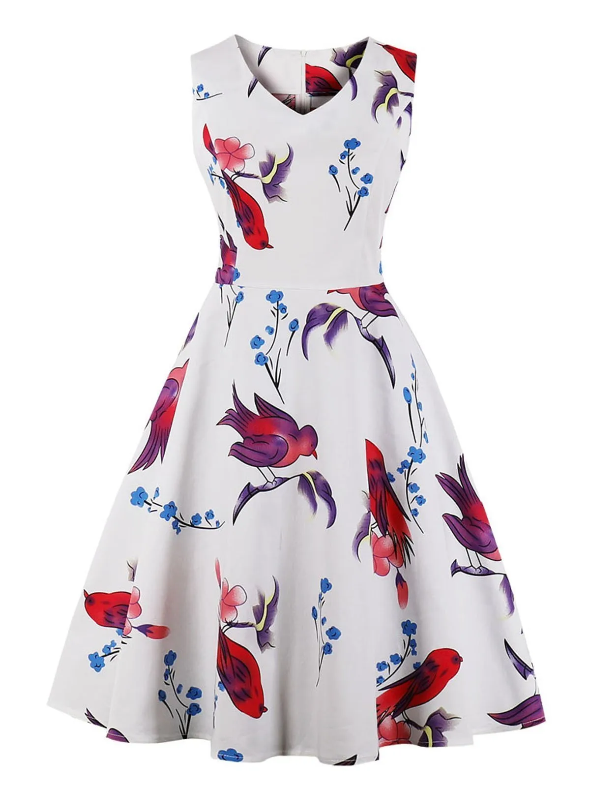 1950s Floral Swing Dress