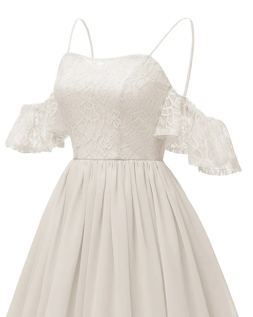 1950s Cold Shoulder Lace Strap Dress