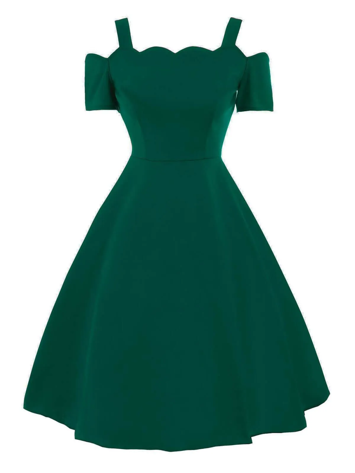 1950s Cold Shoulder Swing Dress