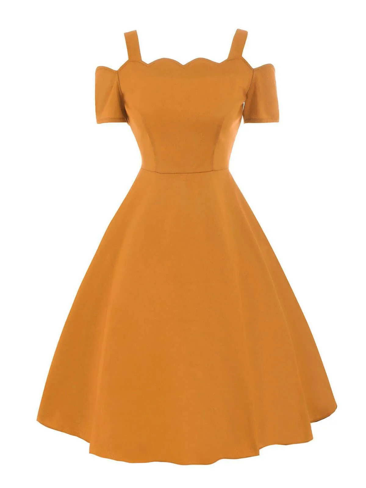 1950s Cold Shoulder Swing Dress