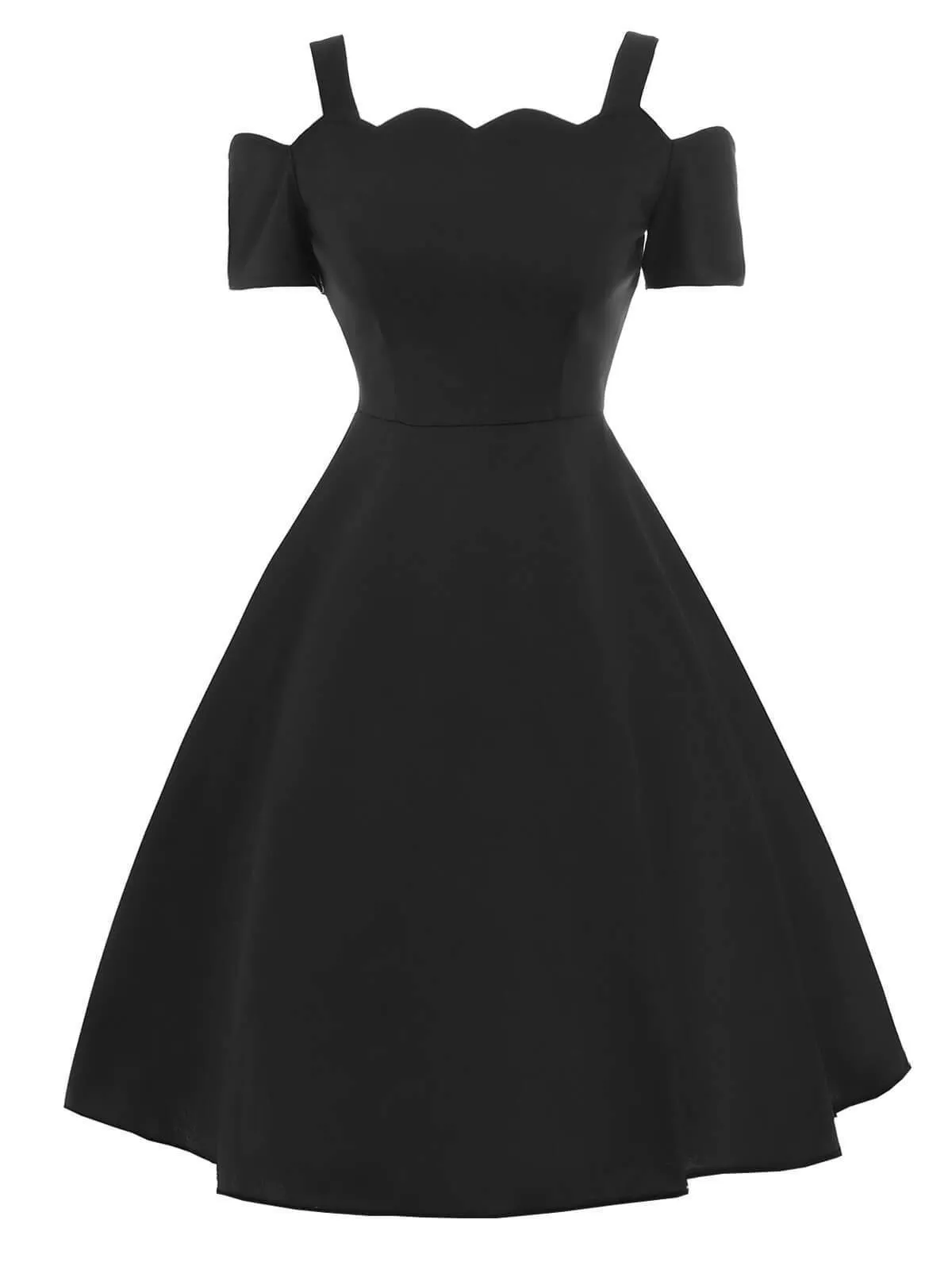 1950s Cold Shoulder Swing Dress