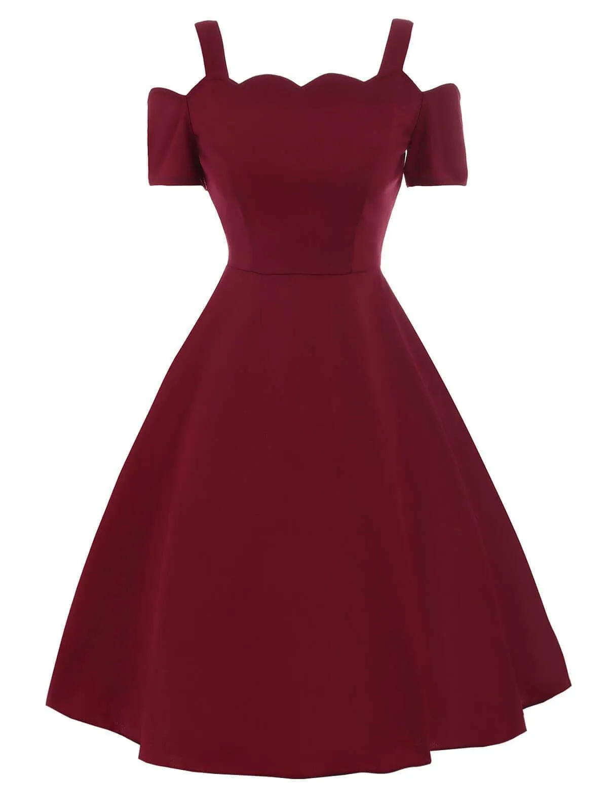 1950s Cold Shoulder Swing Dress