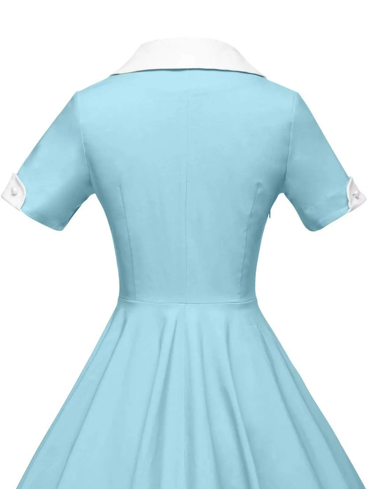 Turndown Collar Swing Dress 1950s Solid