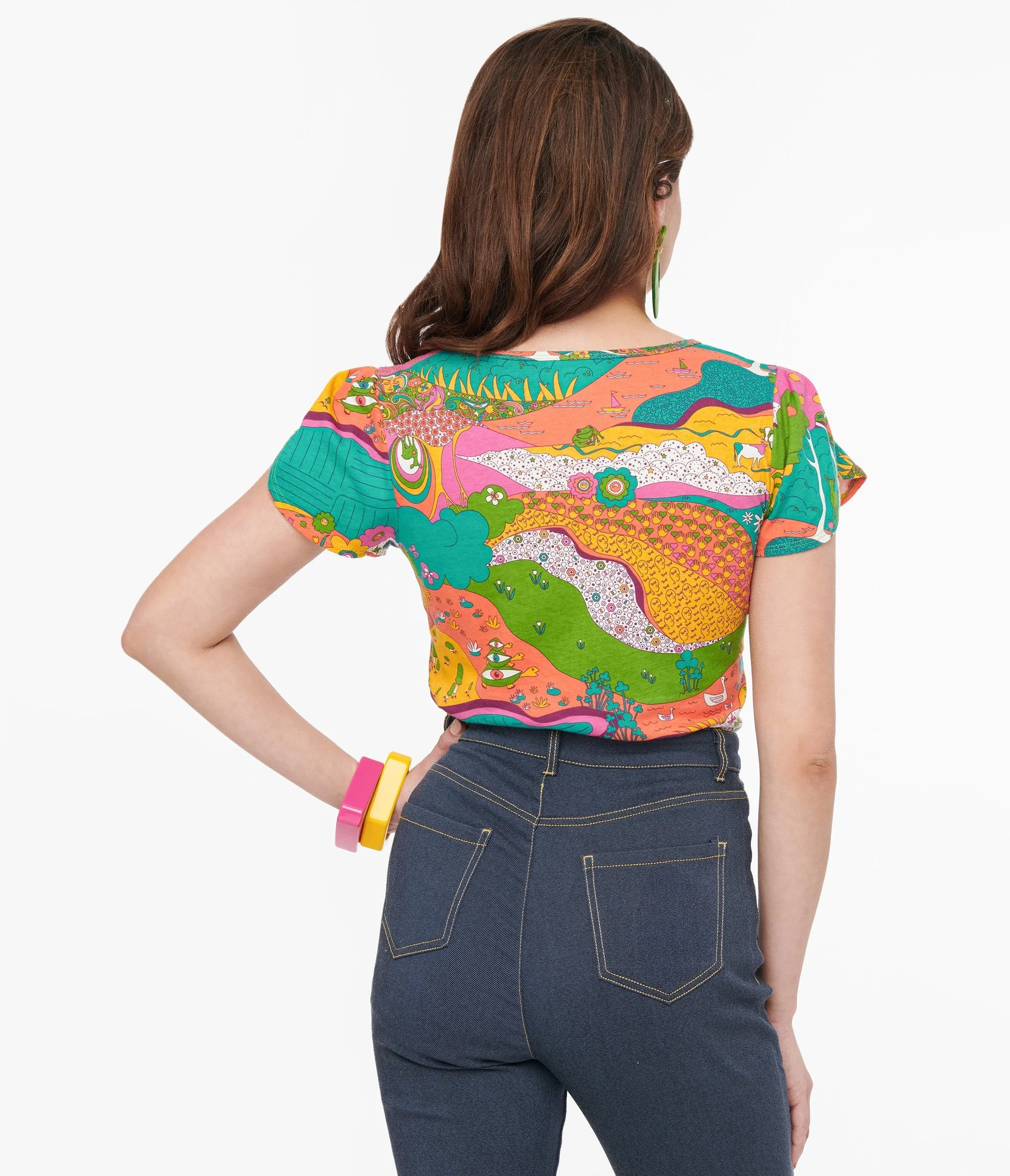 1970s Psychedelic Landscape Cotton T-shirt