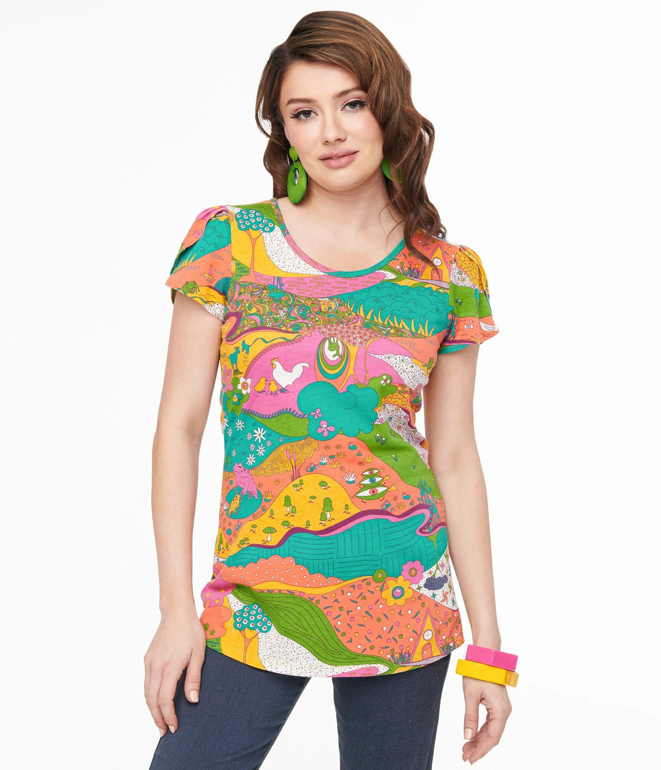 1970s Psychedelic Landscape Cotton T-shirt