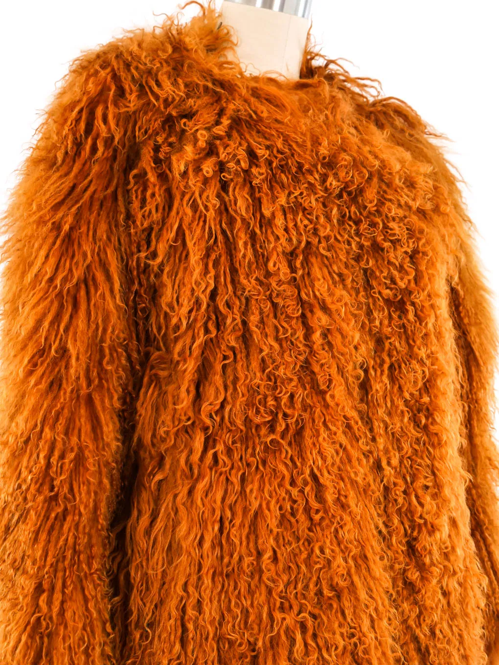 1994 Yves Saint Laurent Orange Mongolian Fur Coat