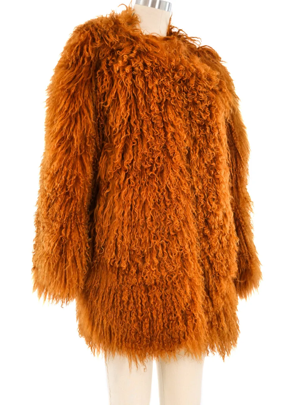 1994 Yves Saint Laurent Orange Mongolian Fur Coat