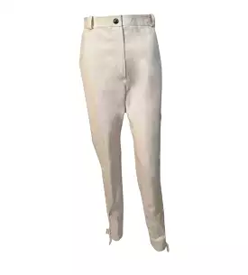 1997 Chanel Vintage White Cotton Pants with lace up ankles in size FR 44 US 8/10.