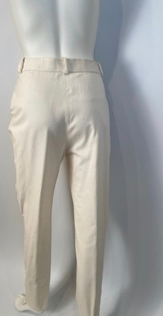 1997 Chanel Vintage White Cotton Pants with lace up ankles in size FR 44 US 8/10.