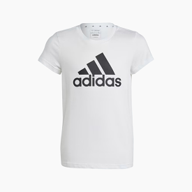 Adidas kids girls cotton t-shirt - white/black (sizes 7-15)