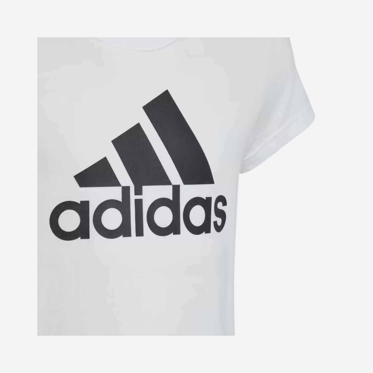 Adidas kids girls cotton t-shirt - white/black (sizes 7-15)