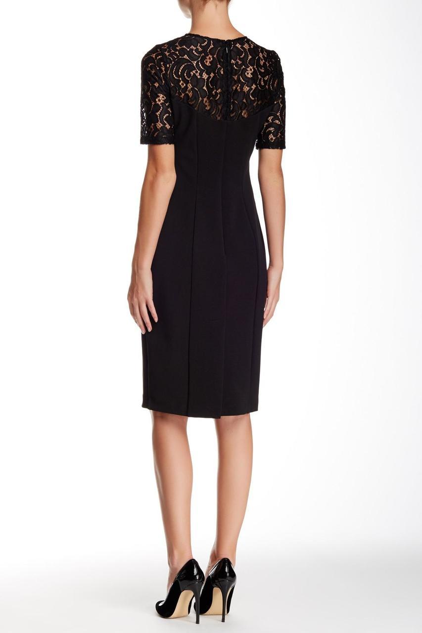 Adrianna Papell - Lace Illusion Jewel Neck Stretch Dress