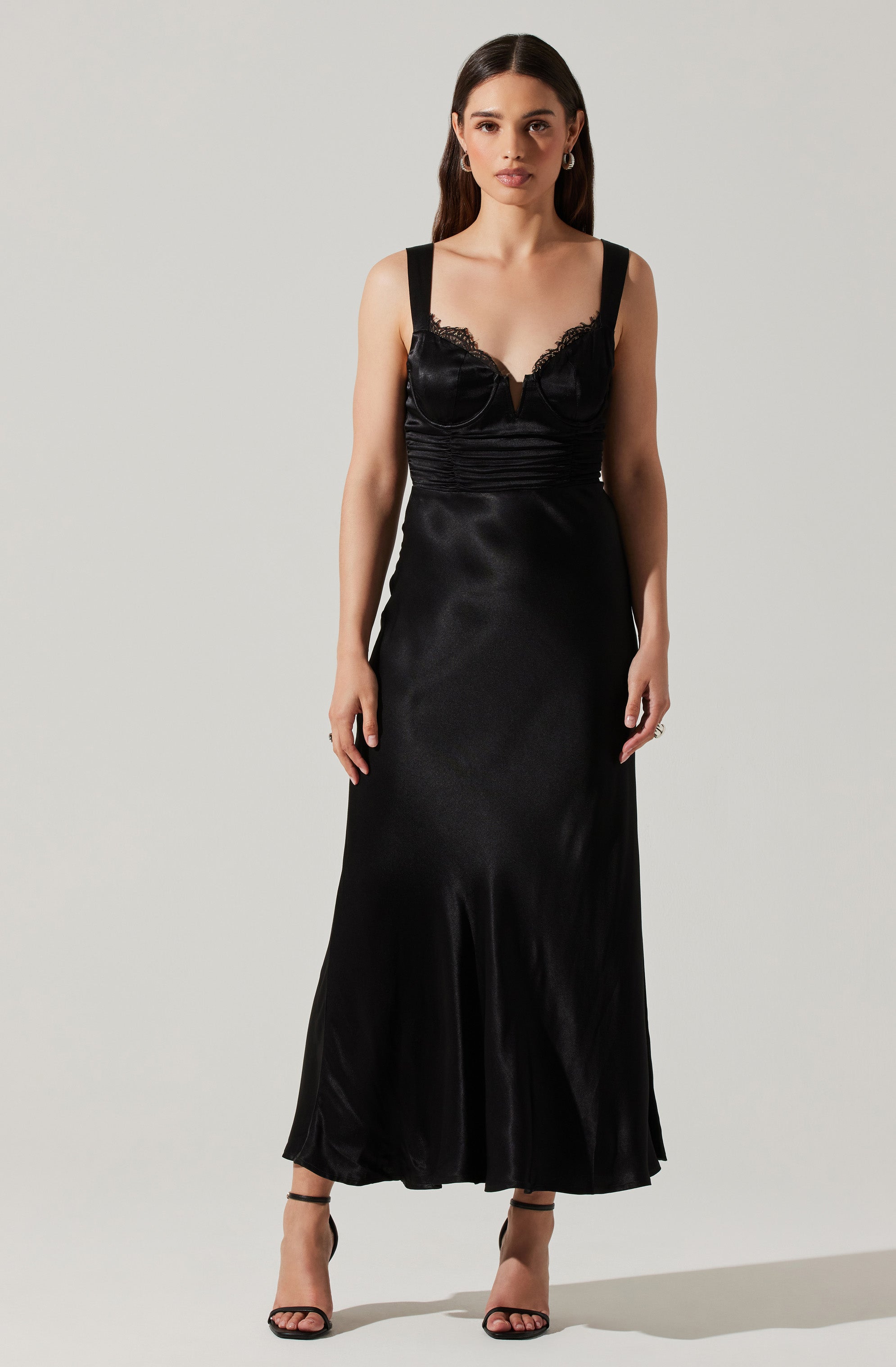 Aeris Maxi Dress with Satin Lace Trim