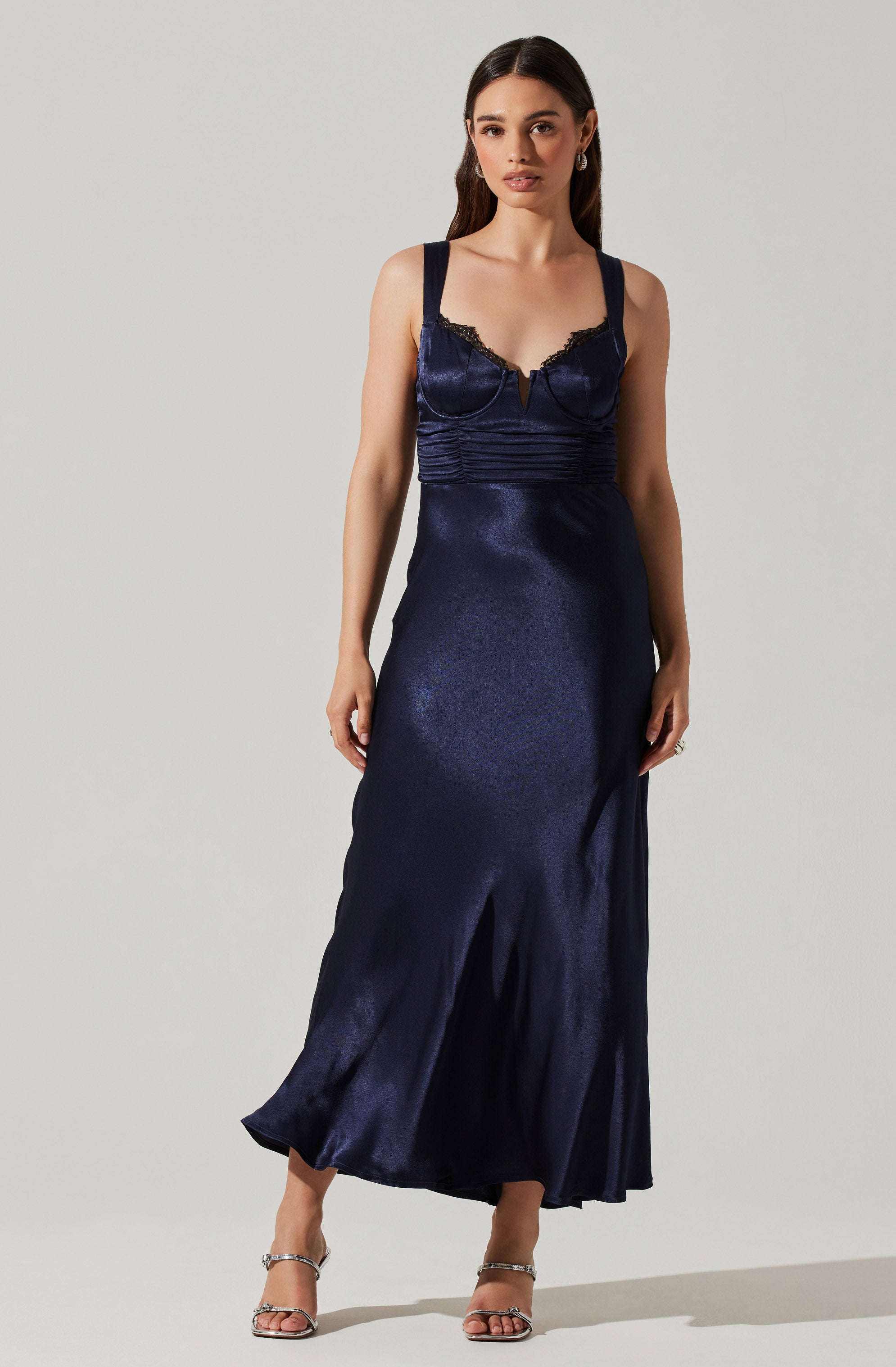 Aeris Maxi Dress with Satin Lace Trim