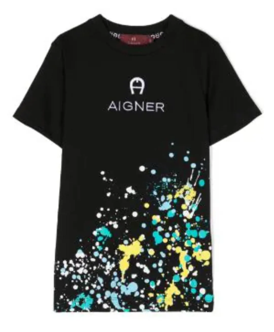 Aigner White Paint Splash Logo T-Shirt