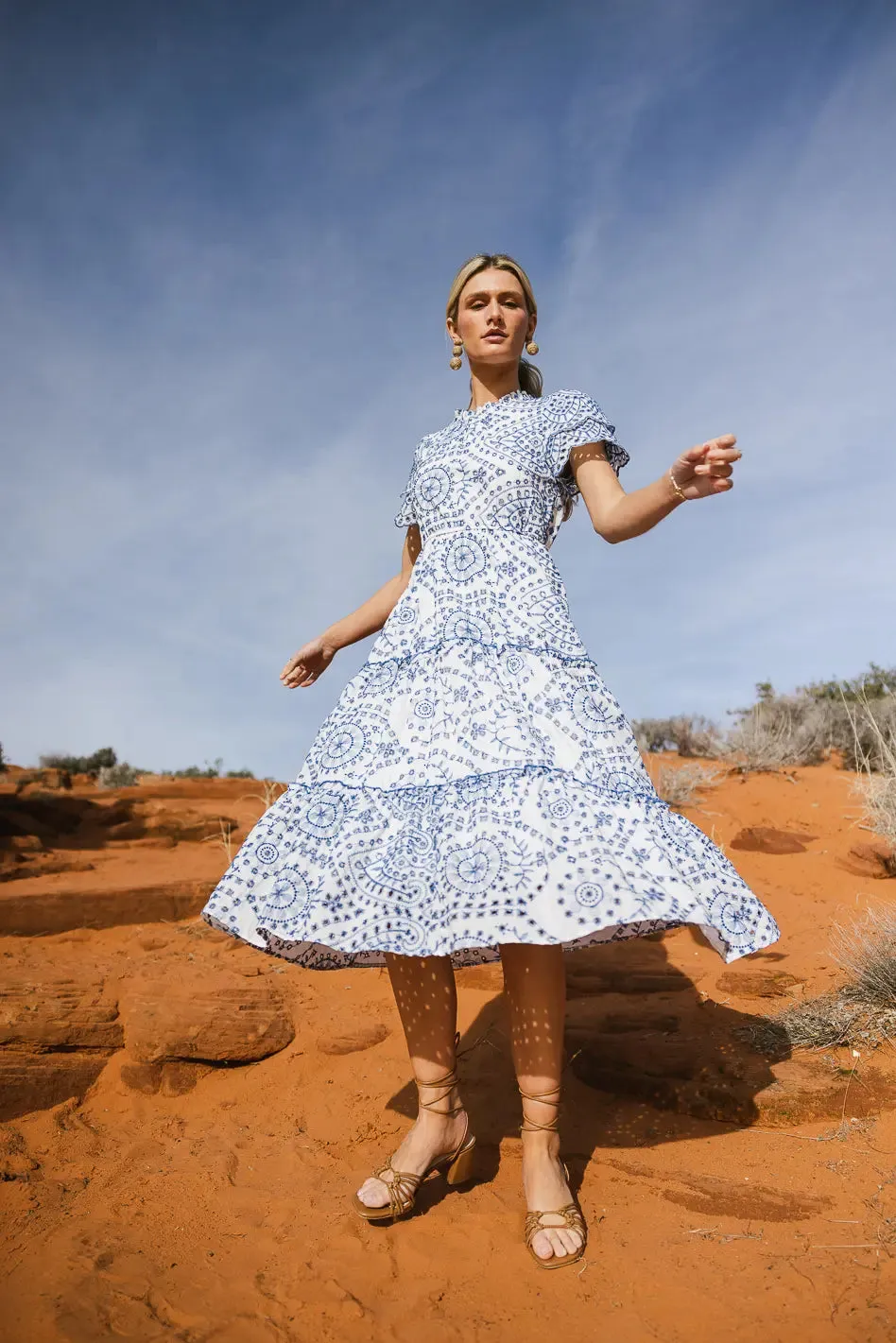 Blue Eyelet Lace Dress