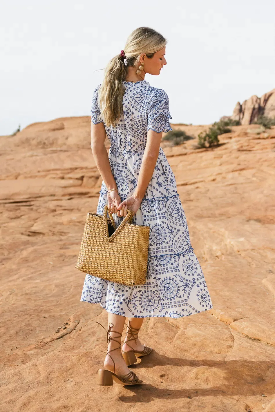 Blue Eyelet Lace Dress