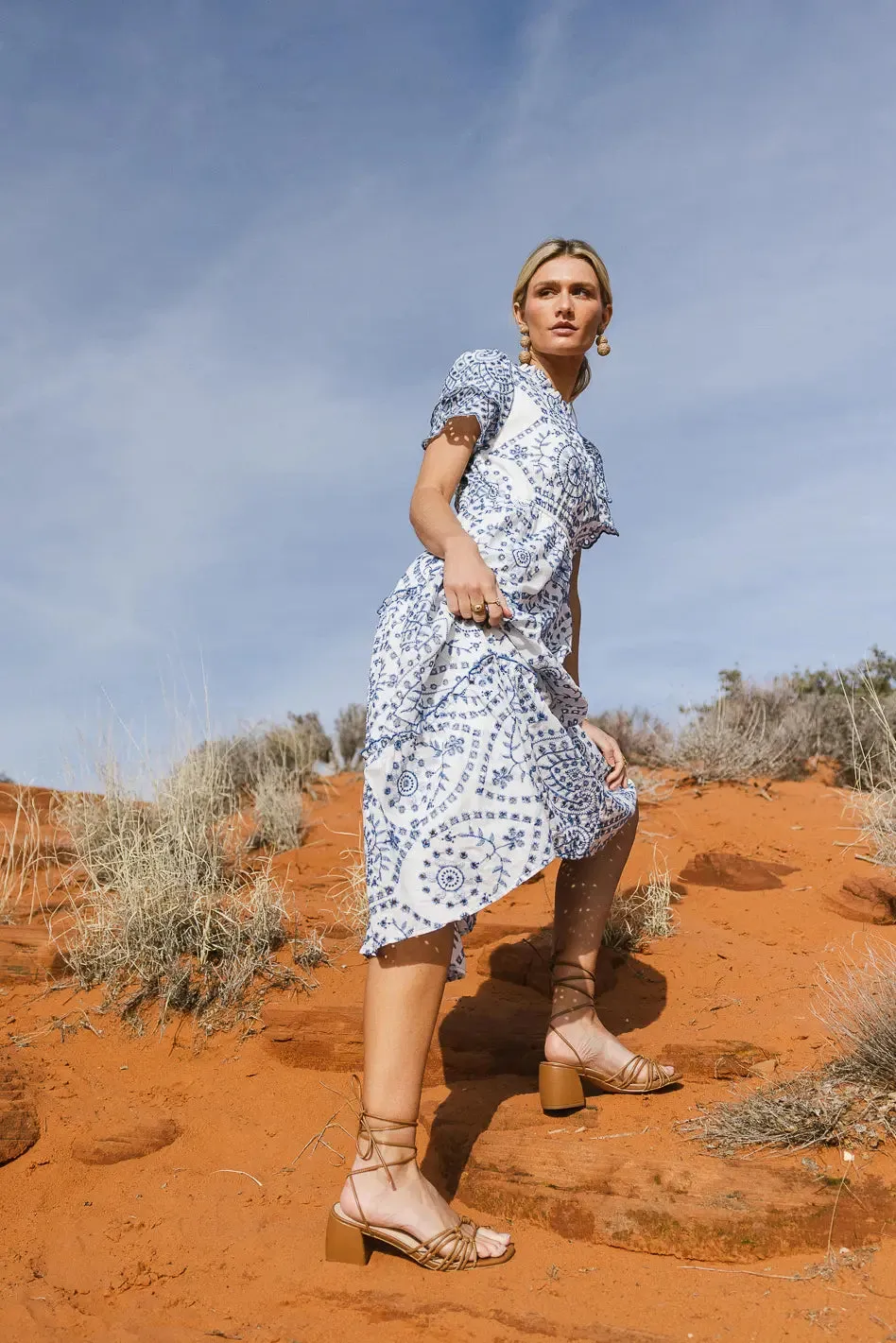 Blue Eyelet Lace Dress