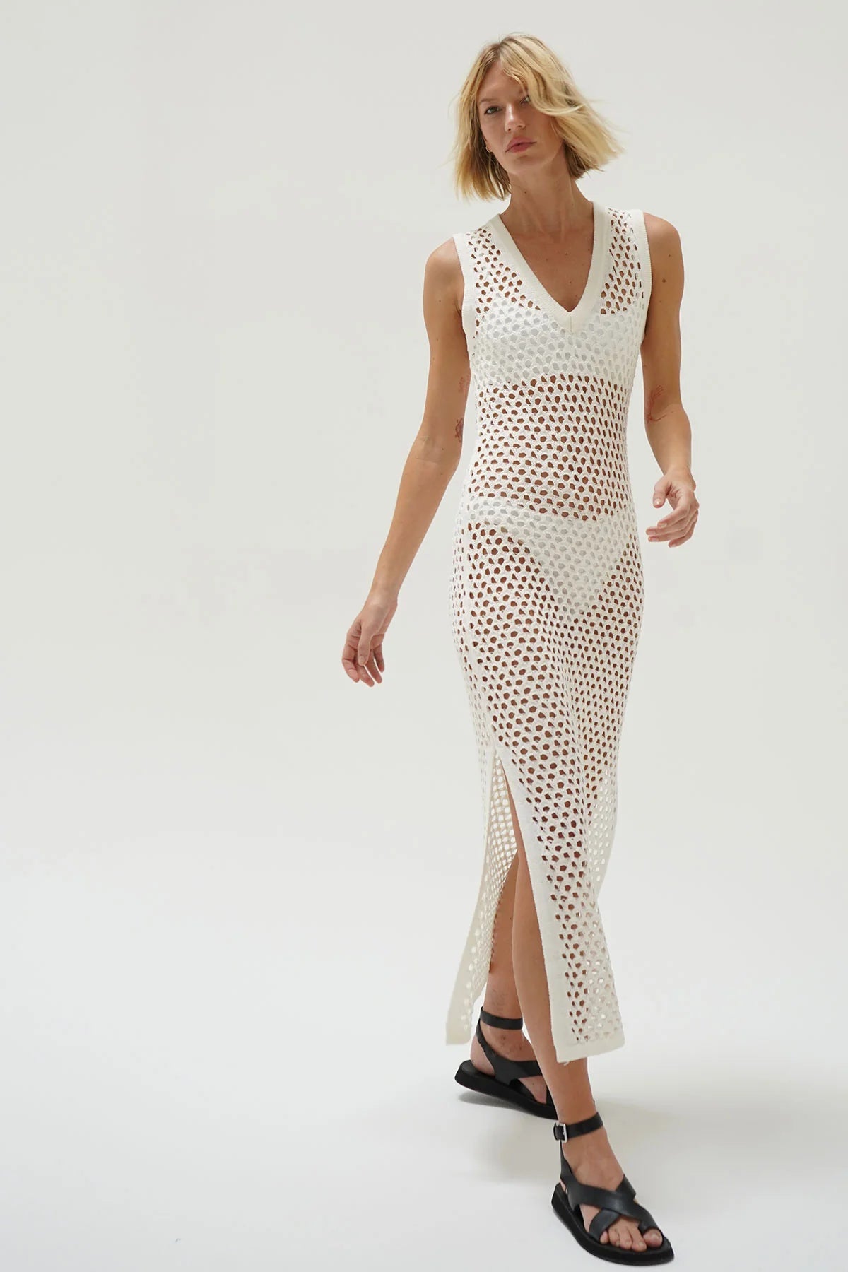 Althaia V Ivory Open Knit Maxi Dress