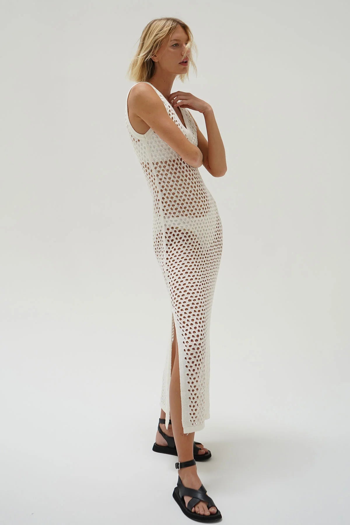 Althaia V Ivory Open Knit Maxi Dress