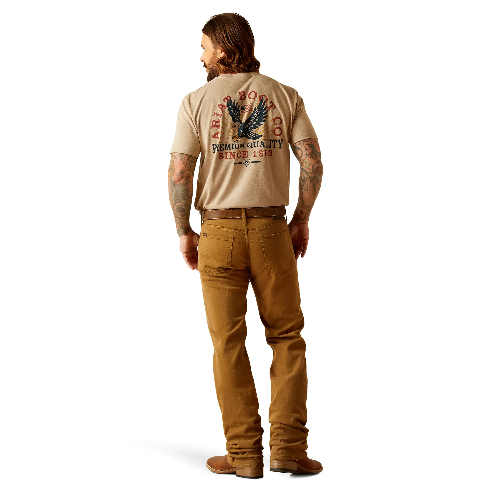 Ariat Men's straight leg jeans in teak brown color – M5 Hansen style.