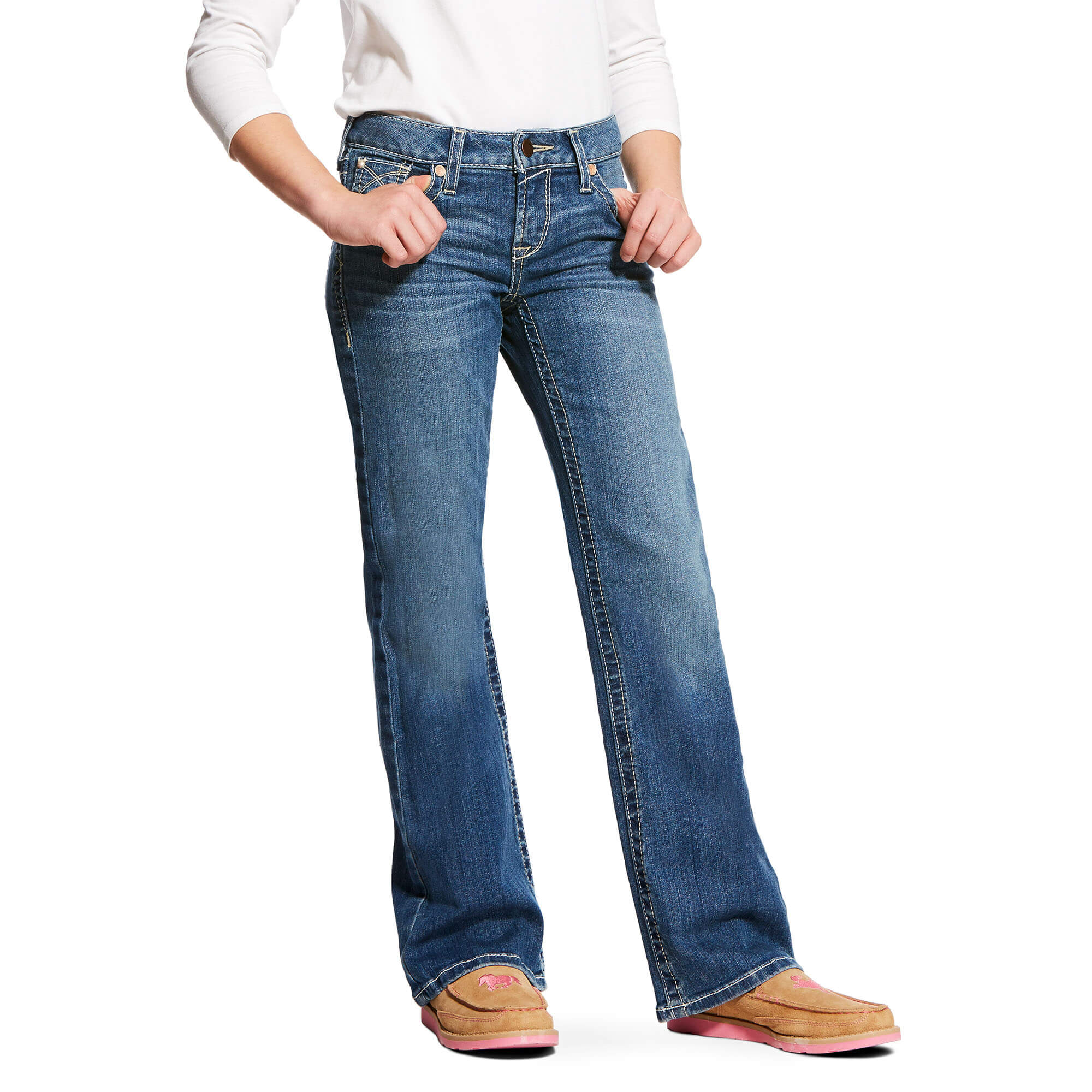 Ariat R.E.A.L. Eleanor Boot Cut Jeans for girls with whipstitch detailing