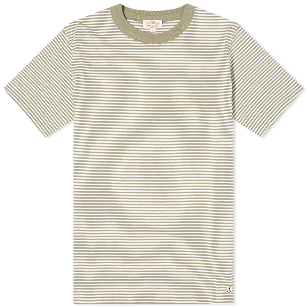 Armor-Lux fern white fine stripe t-shirt