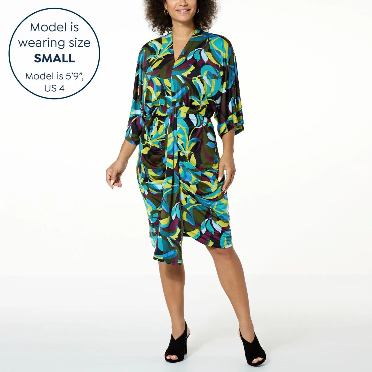 As Is IMAN Global Chic Print Silky Knit Dolman Sleeve Blouson Dress