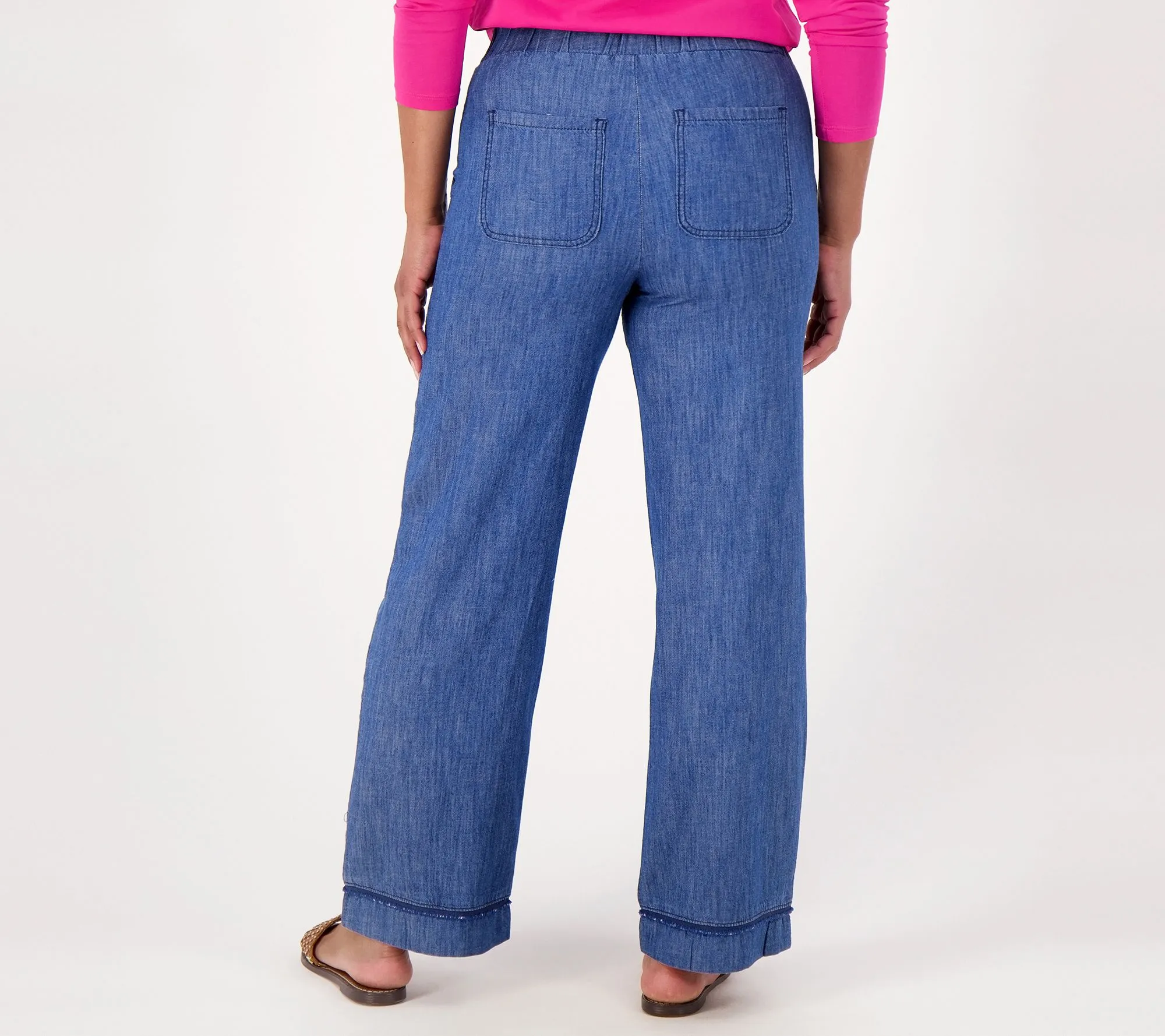 As Is LOGO by Lori Goldstein Regular Pull-On Denim Pants