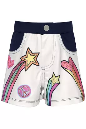 Baby Sara Shooting Star & Heart Print Shorts