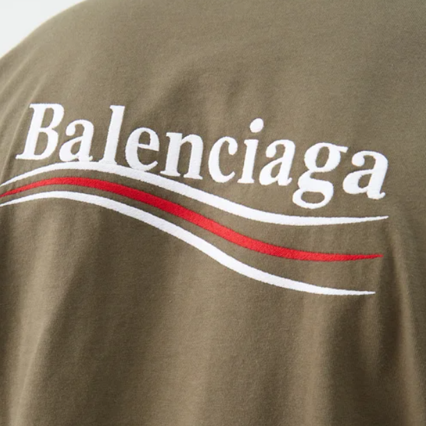 Balenciaga Campaign Embroidery Tee Olive