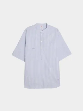 White Banded Collar Striped Shirt ST