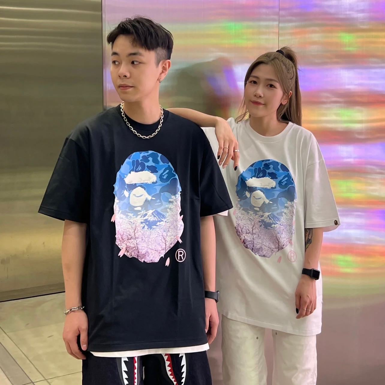 Bathing Ape Sakura Photo Ape Head Black Tee - Japan Exclusive