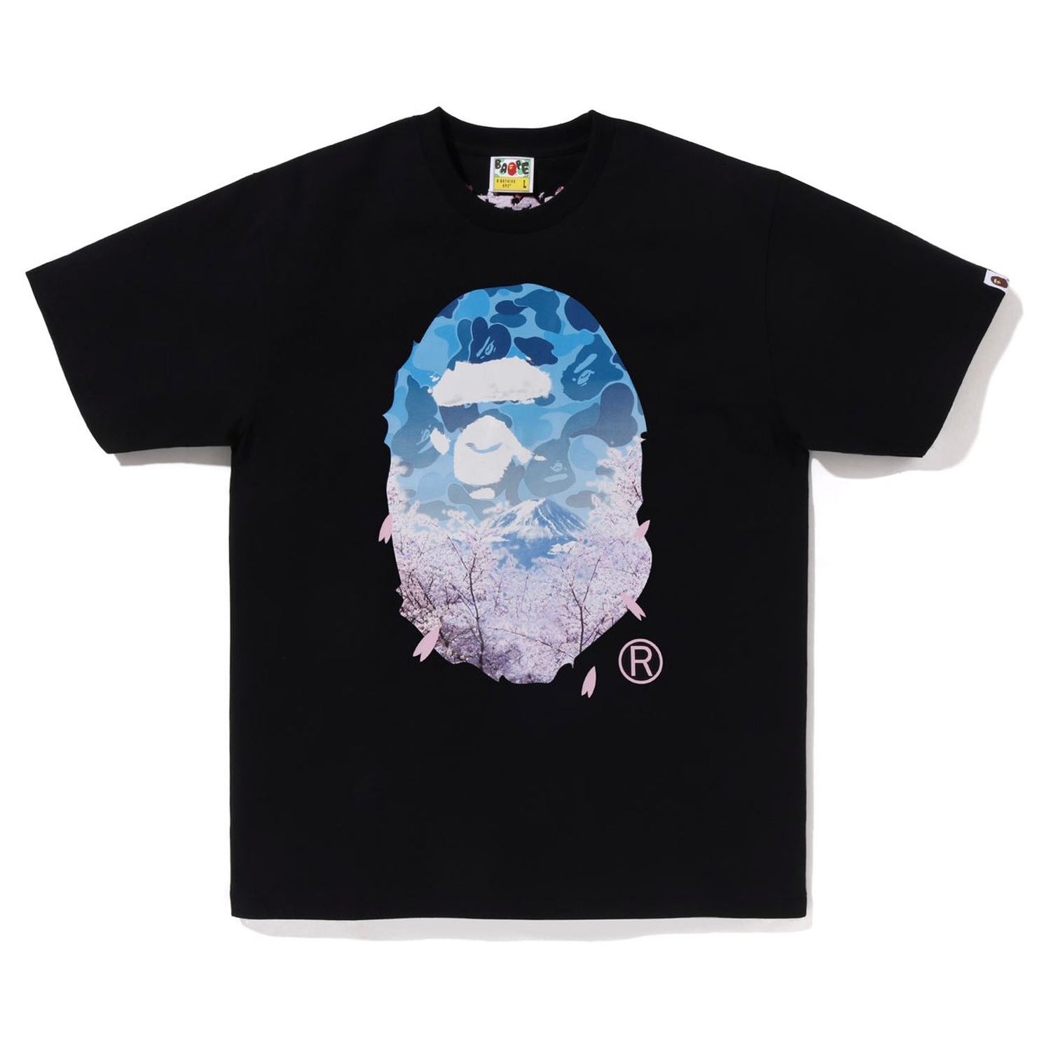 Bathing Ape Sakura Photo Ape Head Black Tee - Japan Exclusive