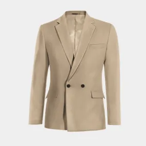 beige double-breasted blazer for transitional weather