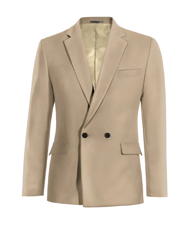 beige double-breasted blazer for transitional weather