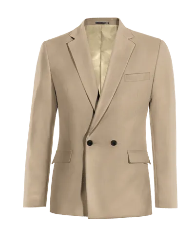 beige double-breasted blazer for transitional weather