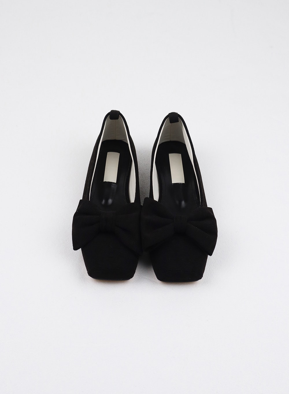 Big Bow Square Toe Flats OJ405 - Black Pointed Toe Ballet Flats with Oversized Bow - Shop Now