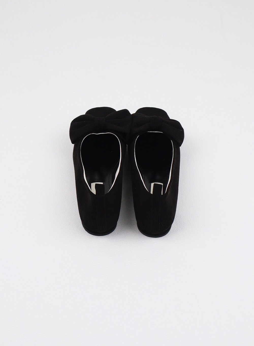 Big Bow Square Toe Flats OJ405 - Black Pointed Toe Ballet Flats with Oversized Bow - Shop Now