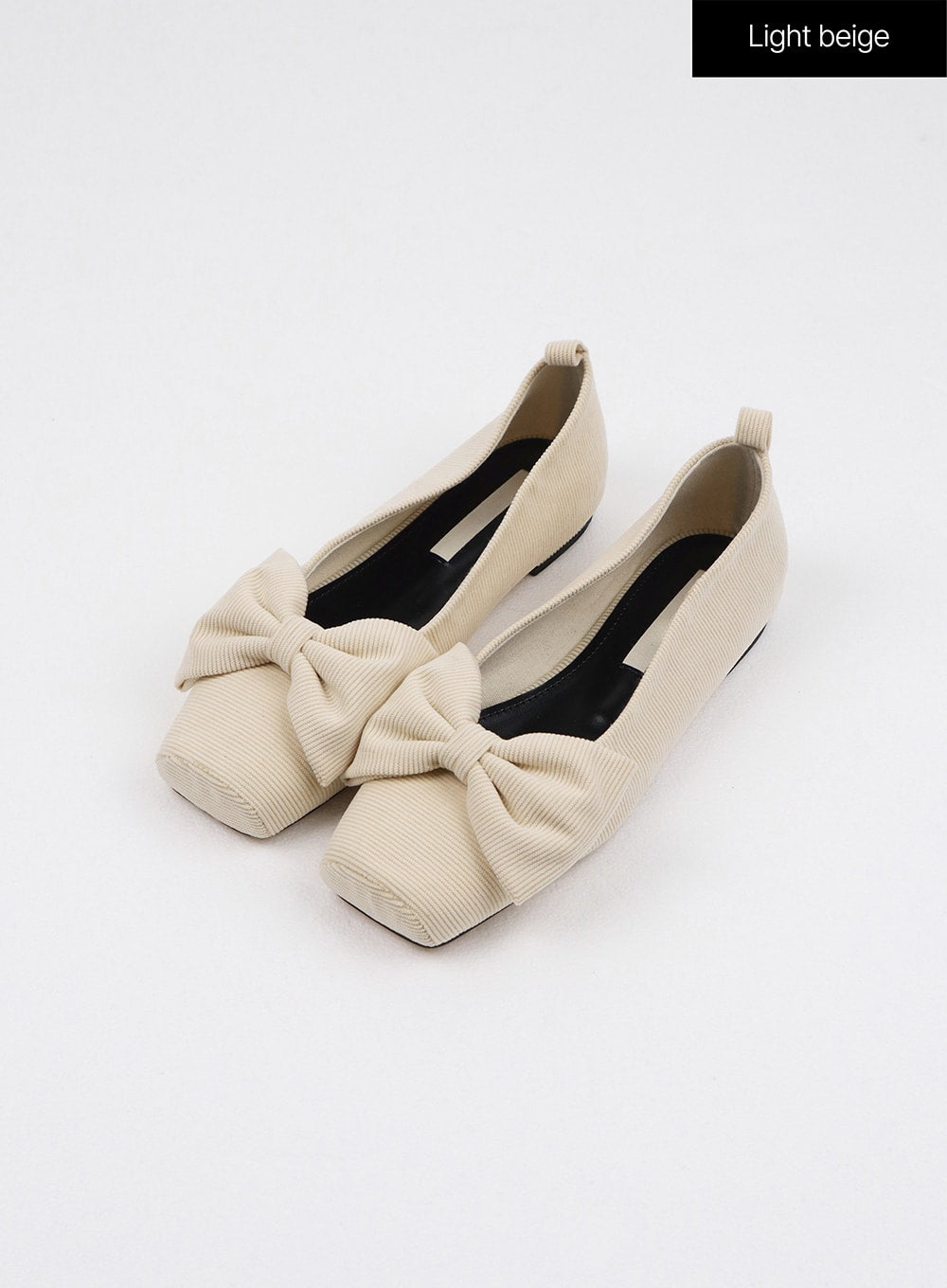 Big Bow Square Toe Flats OJ405 - Black Pointed Toe Ballet Flats with Oversized Bow - Shop Now