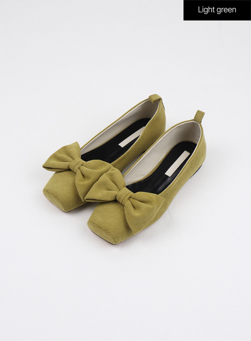 Big Bow Square Toe Flats OJ405 - Black Pointed Toe Ballet Flats with Oversized Bow - Shop Now