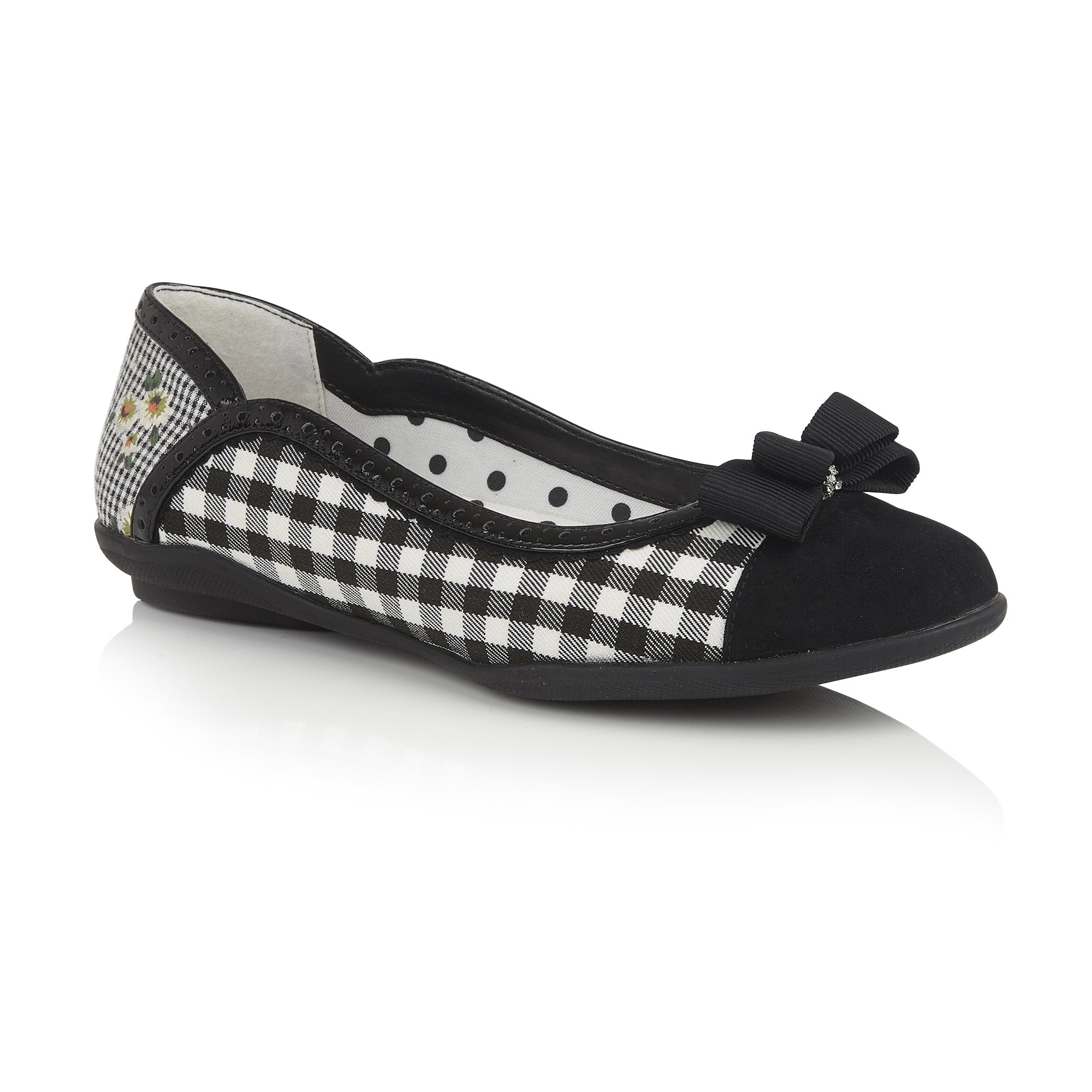 Black and White Vintage Gingham Check Print Lizzie Pumps by Ruby Shoo.