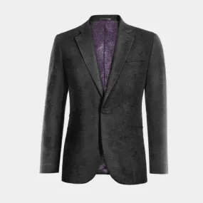 Black Onyx Velvet Paisley Wide Lapel Blazer