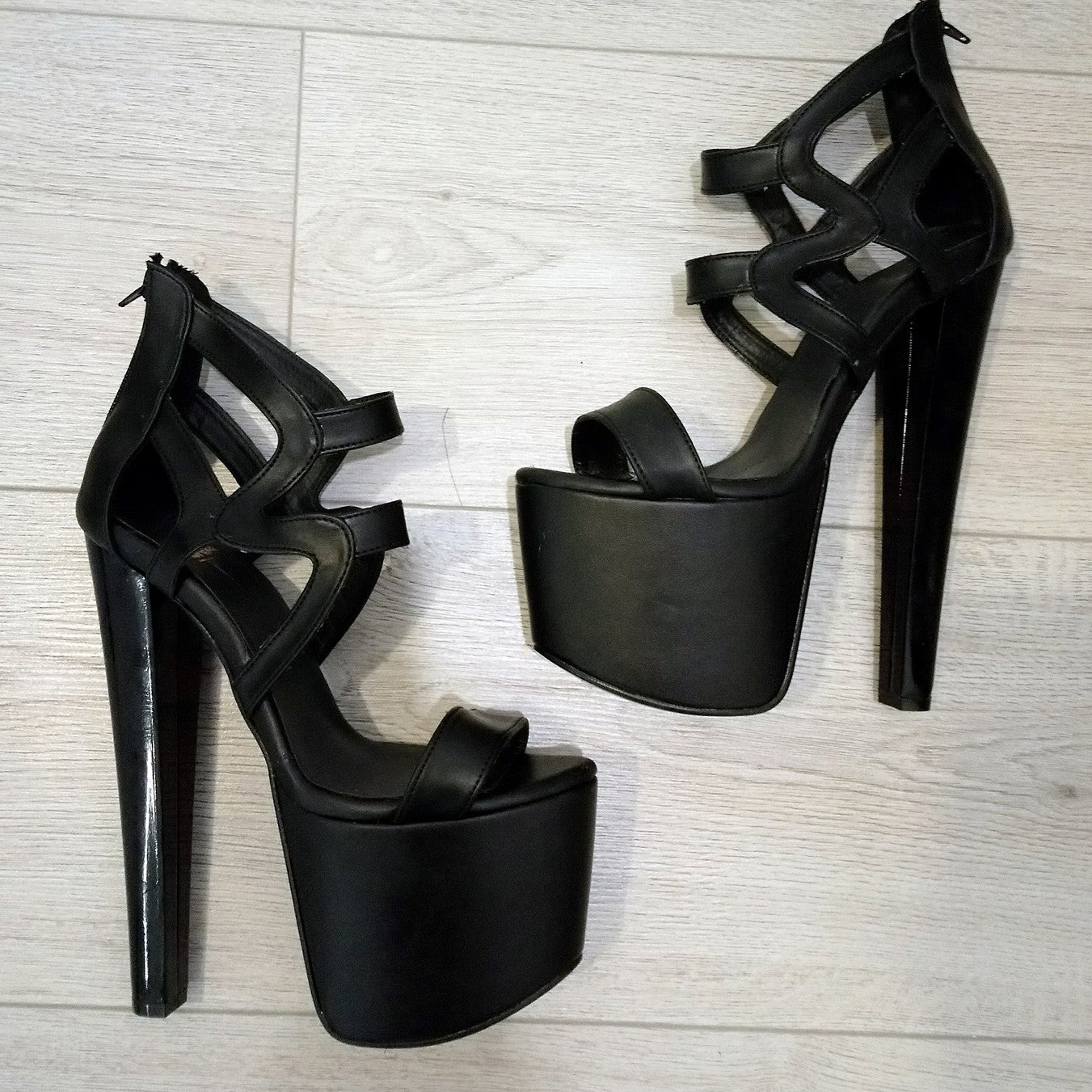 Black Peep Toe Platform Shoes